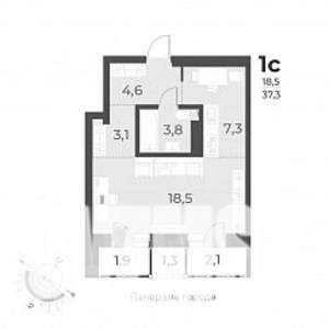 1-к квартира, вторичка, 37м2, 16/17 этаж