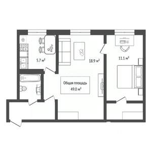 2-к квартира, вторичка, 49м2, 1/5 этаж