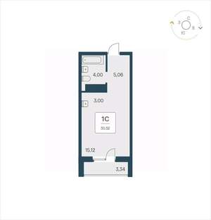 Студия квартира, вторичка, 31м2, 20/25 этаж