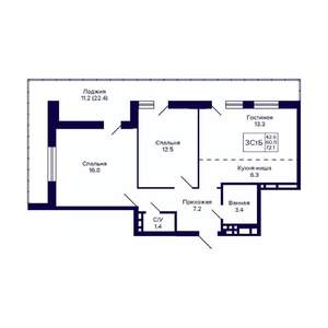 3-к квартира, вторичка, 61м2, 5/15 этаж
