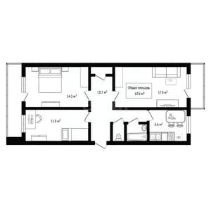 3-к квартира, вторичка, 68м2, 6/9 этаж