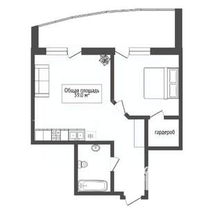 1-к квартира, вторичка, 39м2, 6/26 этаж