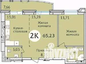 2-к квартира, сданный дом, 65м2, 18/23 этаж