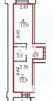 2-к квартира, вторичка, 39м2, 2/10 этаж