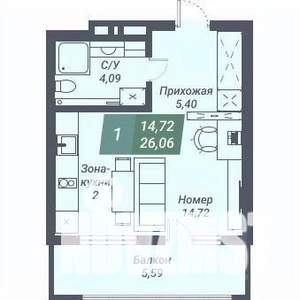Студия квартира, вторичка, 26м2, 19/23 этаж