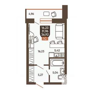 1-к квартира, вторичка, 37м2, 11/19 этаж