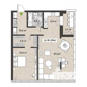 2-к квартира, вторичка, 91м2, 14/14 этаж