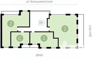 2-к квартира, вторичка, 77м2, 9/24 этаж