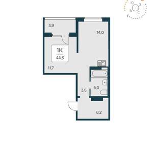 1-к квартира, вторичка, 44м2, 13/17 этаж
