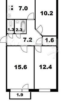 3-к квартира, вторичка, 58м2, 3/5 этаж