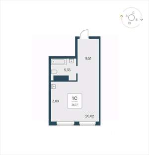 Студия квартира, вторичка, 39м2, 24/25 этаж