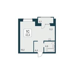 Студия квартира, вторичка, 43м2, 6/11 этаж