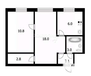 2-к квартира, вторичка, 43м2, 4/5 этаж