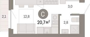 Студия квартира, вторичка, 21м2, 6/12 этаж