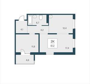 2-к квартира, вторичка, 61м2, 10/17 этаж