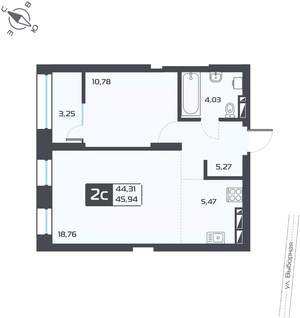 2-к квартира, вторичка, 46м2, 14/25 этаж