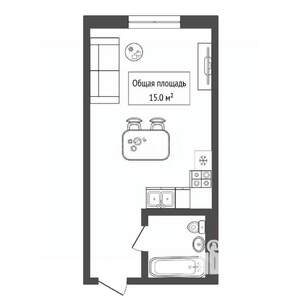 Студия квартира, вторичка, 15м2, 1/5 этаж