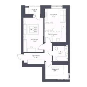 2-к квартира, вторичка, 55м2, 9/24 этаж