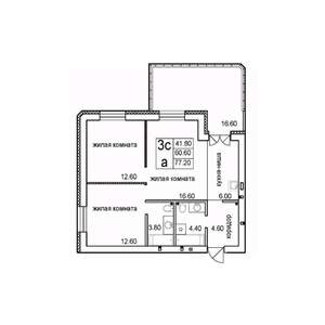 3-к квартира, вторичка, 77м2, 1/8 этаж