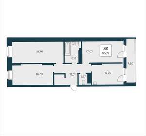 3-к квартира, вторичка, 96м2, 11/25 этаж