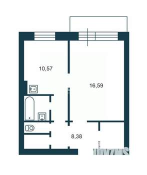 1-к квартира, вторичка, 42м2, 6/10 этаж