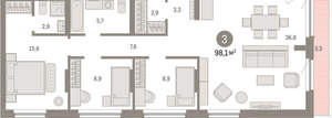 3-к квартира, вторичка, 98м2, 8/12 этаж