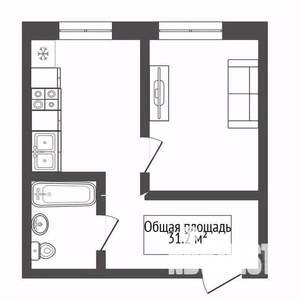 1-к квартира, вторичка, 31м2, 2/3 этаж