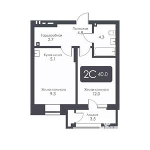 2-к квартира, вторичка, 40м2, 2/30 этаж