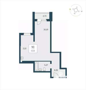 Студия квартира, вторичка, 50м2, 18/25 этаж