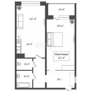 2-к квартира, вторичка, 52м2, 11/17 этаж