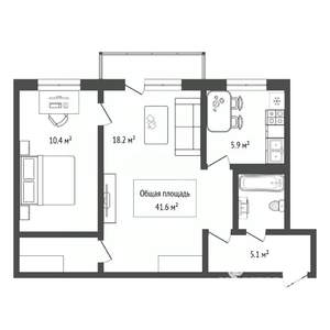 2-к квартира, вторичка, 42м2, 2/5 этаж