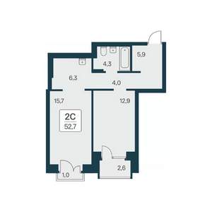 2-к квартира, вторичка, 53м2, 19/21 этаж