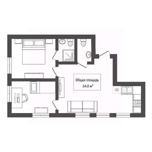 3-к квартира, вторичка, 63м2, 12/24 этаж