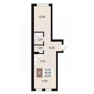 2-к квартира, вторичка, 49м2, 3/10 этаж