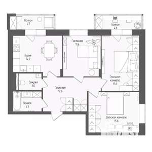 3-к квартира, вторичка, 80м2, 7/18 этаж