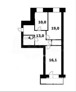 3-к квартира, вторичка, 65м2, 10/16 этаж