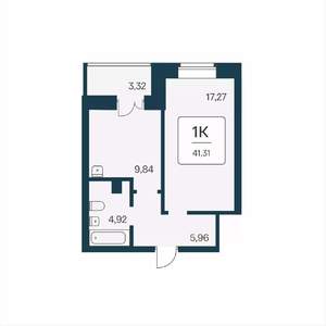 1-к квартира, вторичка, 41м2, 2/25 этаж
