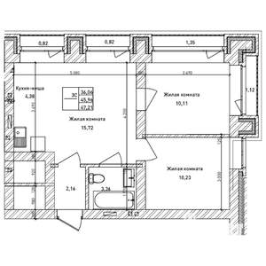 3-к квартира, вторичка, 46м2, 10/14 этаж