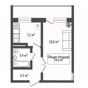 1-к квартира, вторичка, 35м2, 14/17 этаж