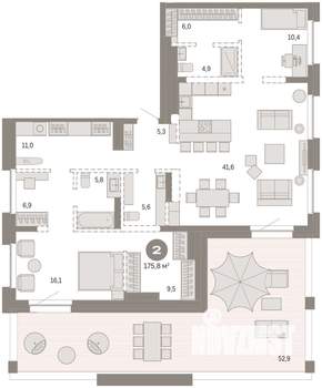 2-к квартира, сданный дом, 176м2, 10/10 этаж