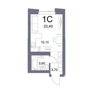 Студия квартира, вторичка, 23м2, 11/25 этаж