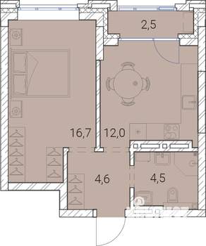 1-к квартира, вторичка, 40м2, 13/25 этаж