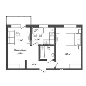 2-к квартира, вторичка, 43м2, 3/5 этаж
