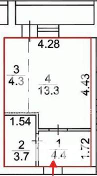 Студия квартира, вторичка, 29м2, 1/4 этаж