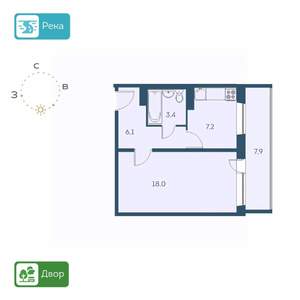 1-к квартира, строящийся дом, 39м2, 17/17 этаж