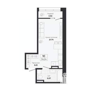 Студия квартира, вторичка, 30м2, 8/9 этаж