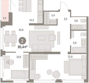 2-к квартира, вторичка, 85м2, 13/30 этаж