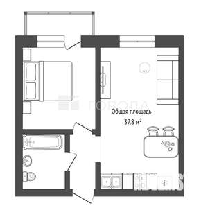 1-к квартира, вторичка, 38м2, 4/9 этаж