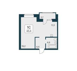 Студия квартира, вторичка, 43м2, 7/21 этаж