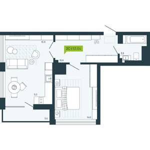 2-к квартира, вторичка, 53м2, 16/17 этаж